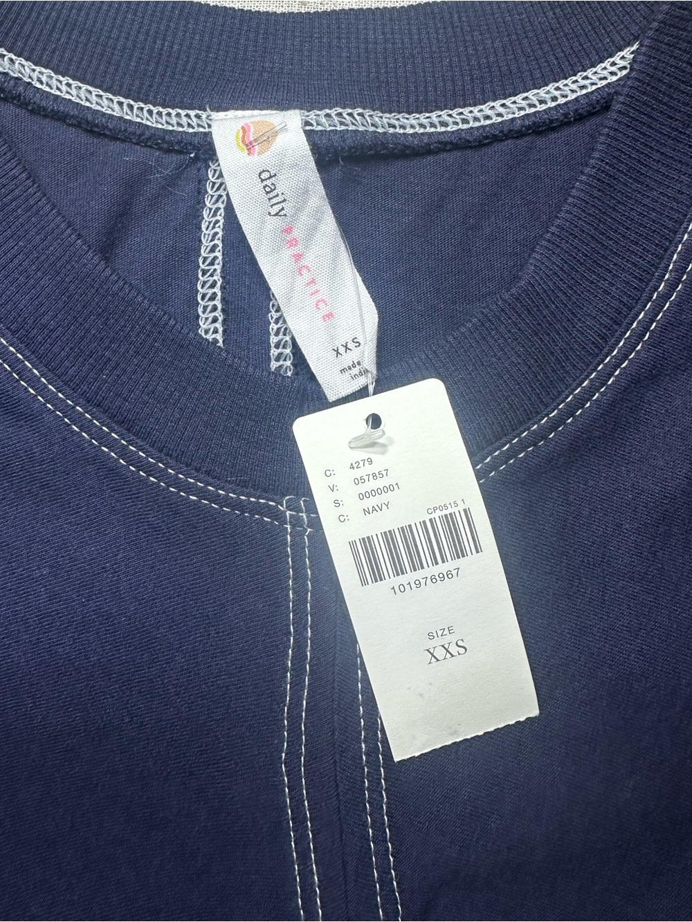 Anthropologie NWT Navy Ruched Seam cotton Bodycon Tee Dress XXS - Picture 6 of 9